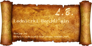 Ledniczki Benjámin névjegykártya